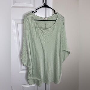 Bleumie Apparel Mint Green Striped Dolman Sleeve Boho Oversized Top
